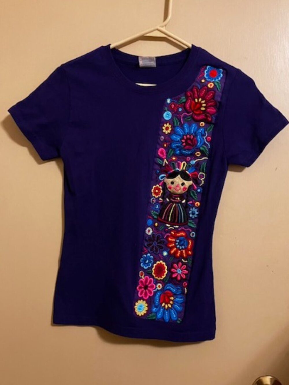 Mexican Embroidered Purple Top with Cute Girl